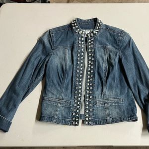 Chicos Denim Jacket With Jewels